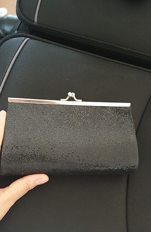 Siyah pul payetli abiye çantası