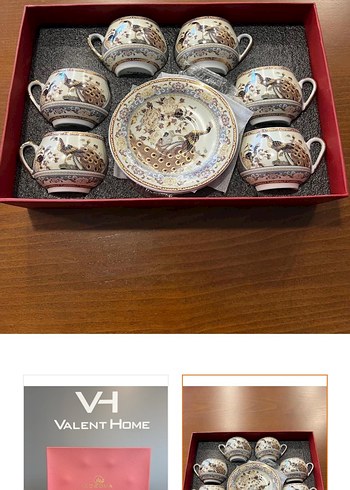 Kahverengi Tavuskuşu Desenli Fincan ve Tabak Seti - Görsel 2