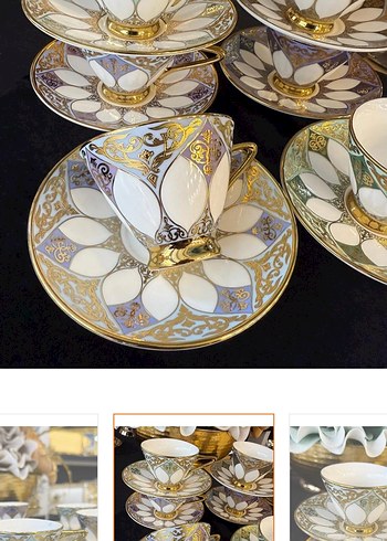 Altın Detaylı Beyaz Porselen Fincan Takımı - Görsel 2