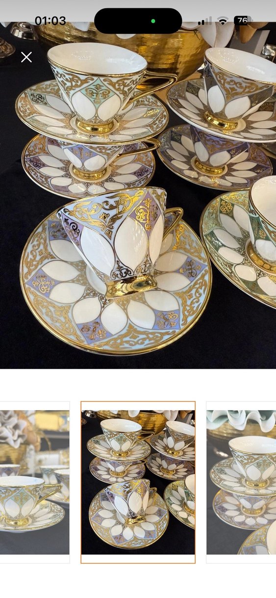 Altın Detaylı Beyaz Porselen Fincan Takımı - Görsel 2