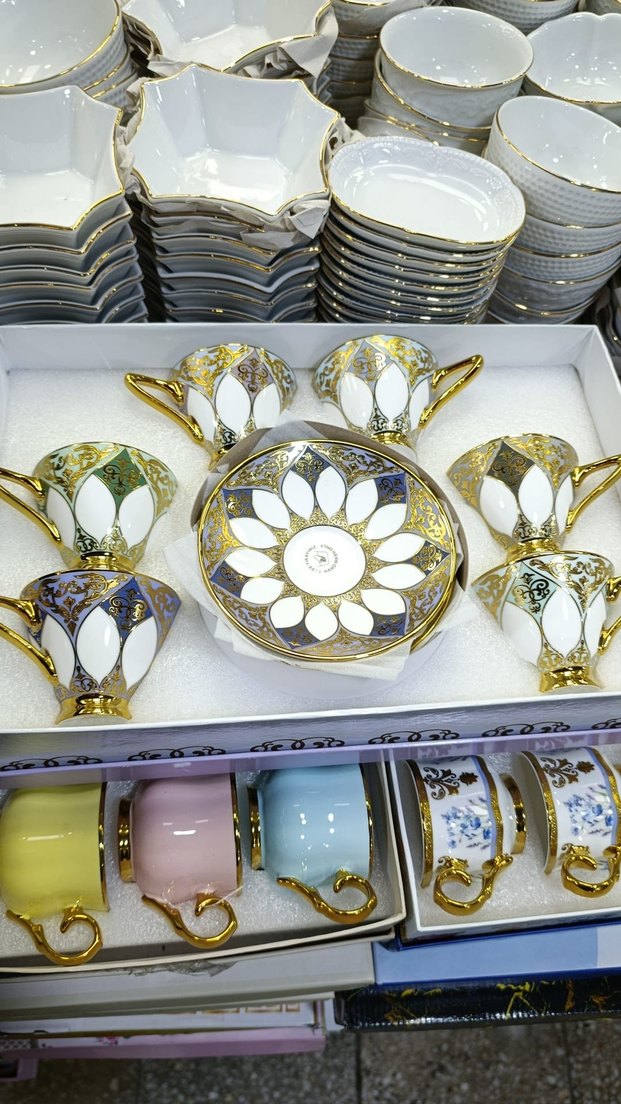 Altın Detaylı Beyaz Porselen Fincan Takımı - Görsel 3