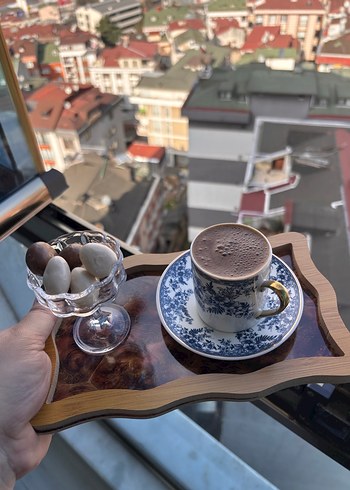 Koyu Mavi Çiçek Desenli 6'lı Kahve Fincanı Seti - Görsel 3