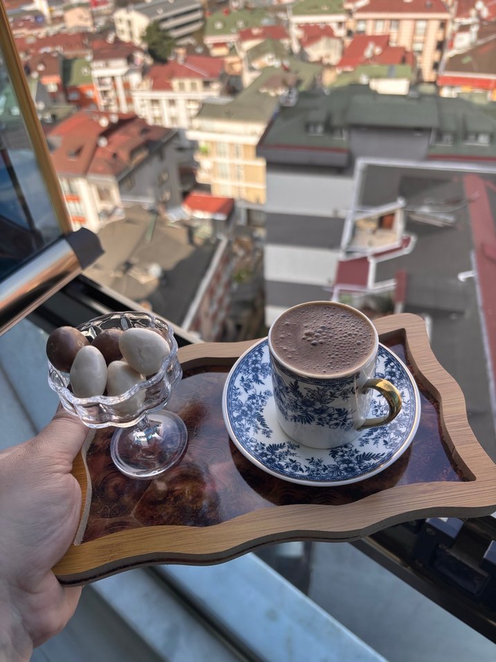 Koyu Mavi Çiçek Desenli 6'lı Kahve Fincanı Seti - Görsel 3