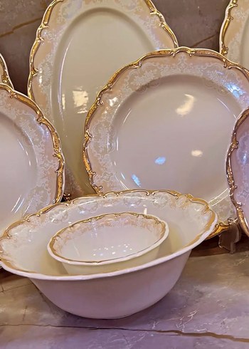 Beyaz Altın Desenli Yemek Takımı - Görsel 2