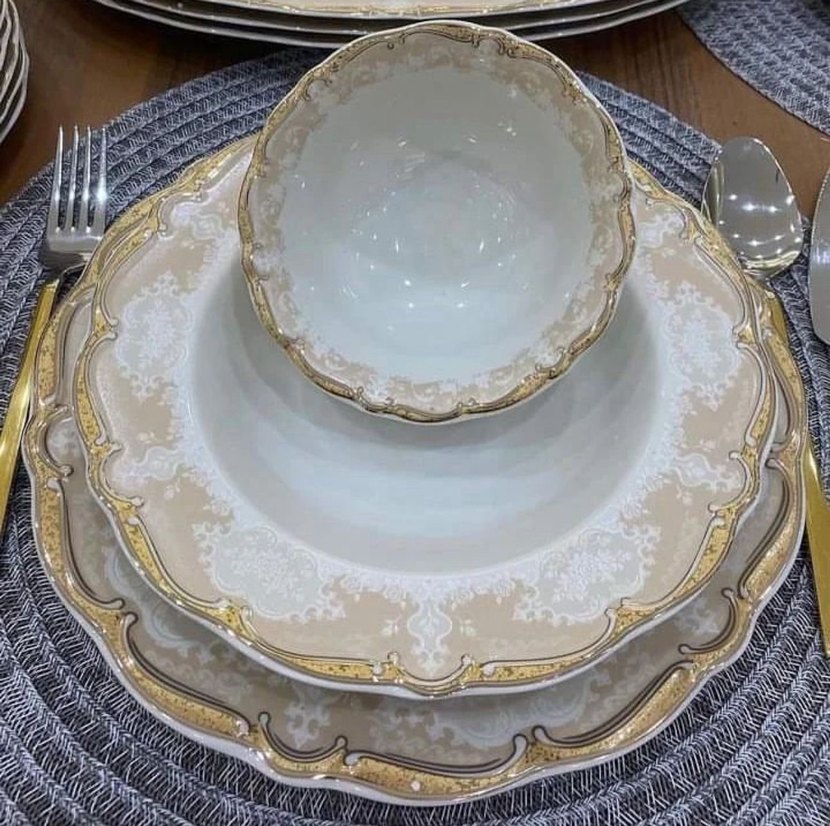 Beyaz Altın Desenli Yemek Takımı - Görsel 4