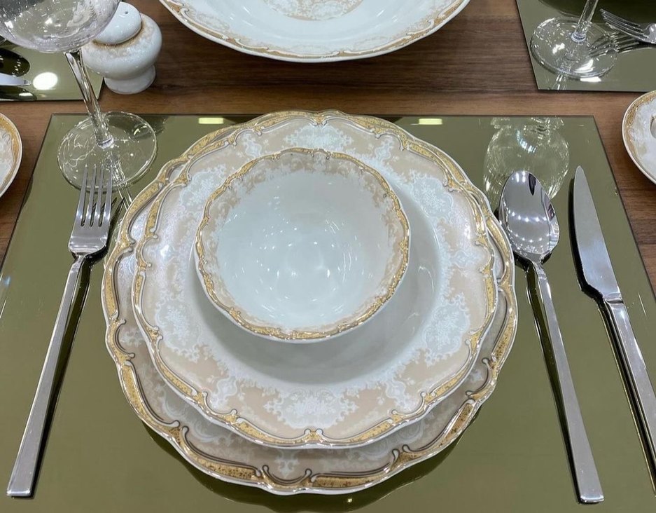 Beyaz Altın Desenli Yemek Takımı - Görsel 3