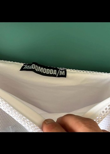 Askısız, Midi Beyaz Keten Elbise - Görsel 3