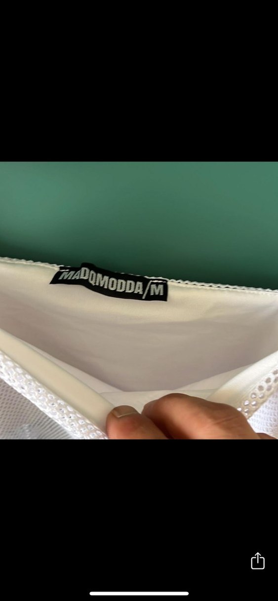 Askısız, Midi Beyaz Keten Elbise - Görsel 3