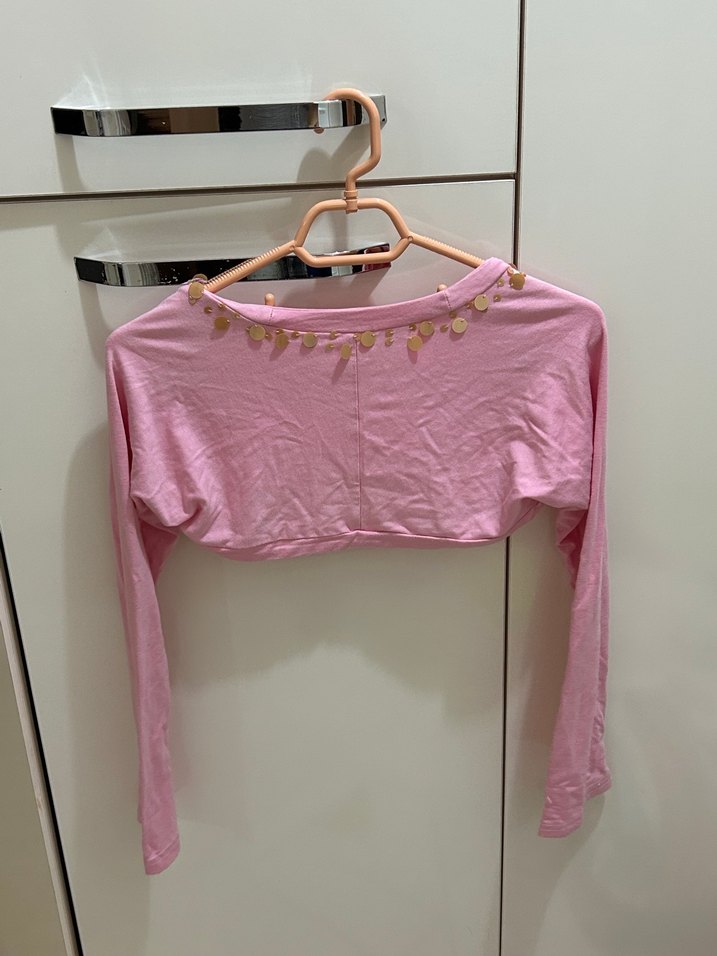 Kız Çocuk Pembe Uzun Kollu Düğmeli Bolero - Görsel 3