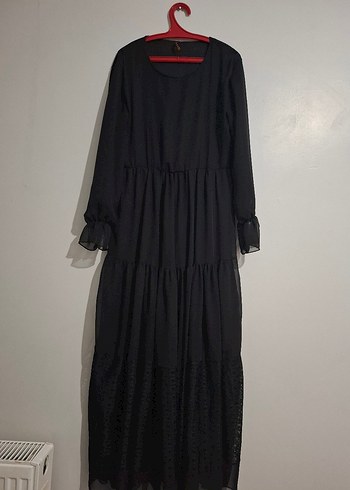 Uzun Kollu Siyah Uzun Elbise - Görsel 4