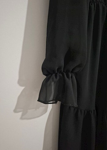 Uzun Kollu Siyah Uzun Elbise - Görsel 5