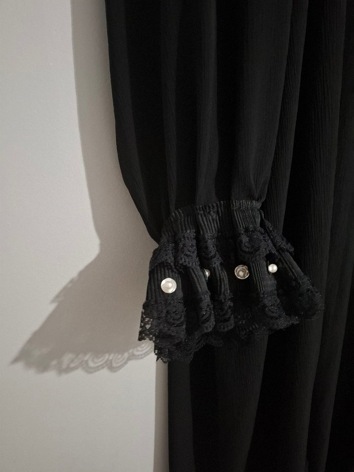 Uzun Kollu Siyah Uzun Elbise - Görsel 3