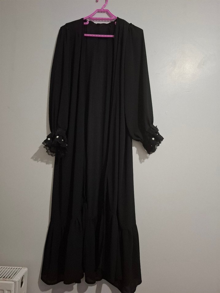 Uzun Kollu Siyah Uzun Elbise - Görsel 2