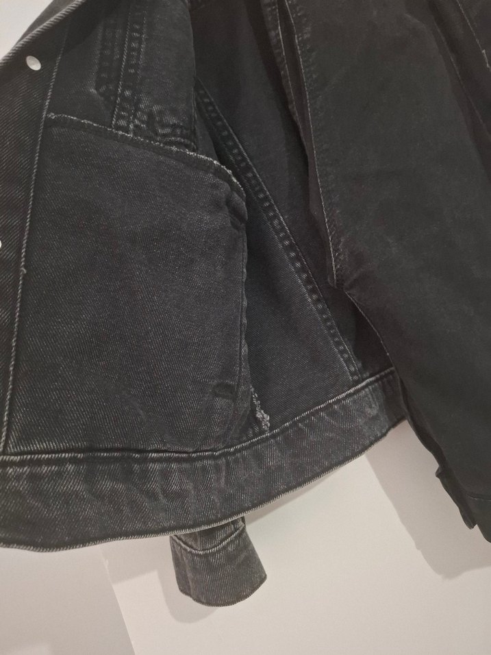 Düğmeli Siyah Çocuk Kot Takım - Görsel 3