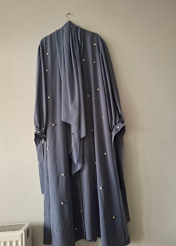 Taşlı Gri Kadın Uzun Elbise - Görsel 2