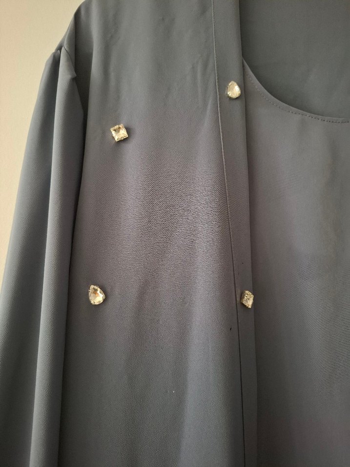 Taşlı Gri Kadın Uzun Elbise - Görsel 3