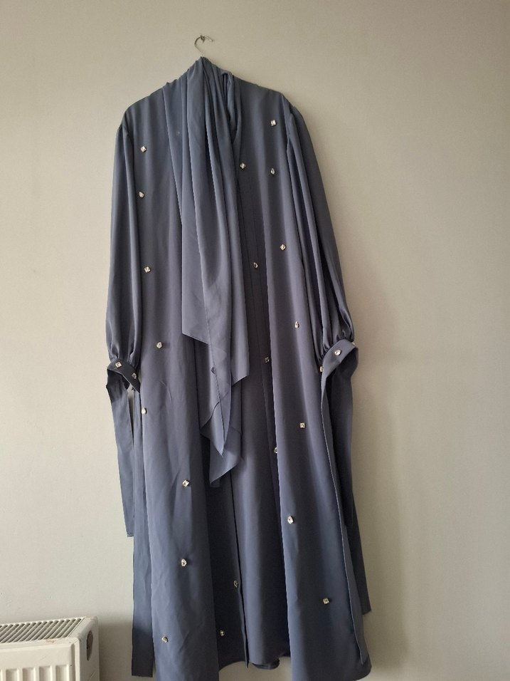 Taşlı Gri Kadın Uzun Elbise - Görsel 2