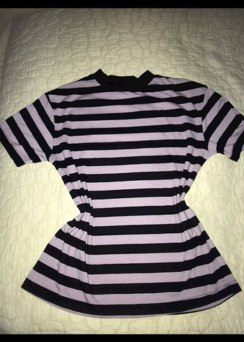 Mor Çizgili Balıkçı Yaka Tişört - Görsel 2