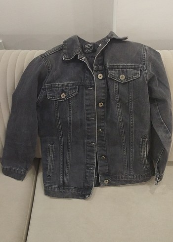 Düğmeli Gri Kadın Denim Ceket