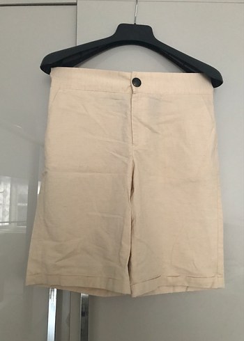 LC Waikiki Bej Keten Mini Bermuda Şort