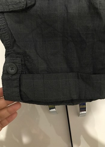 30 Beden gri Renk Gri Kamuflaj Kemerli Keten Mini Şort