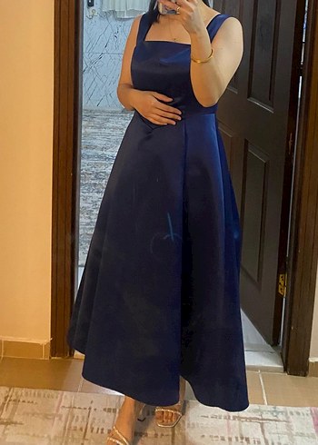 Lacivert Uzun Klasik Abiye Elbise - Görsel 2