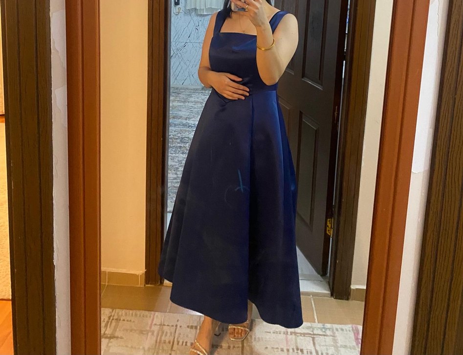 Lacivert Uzun Klasik Abiye Elbise - Görsel 2