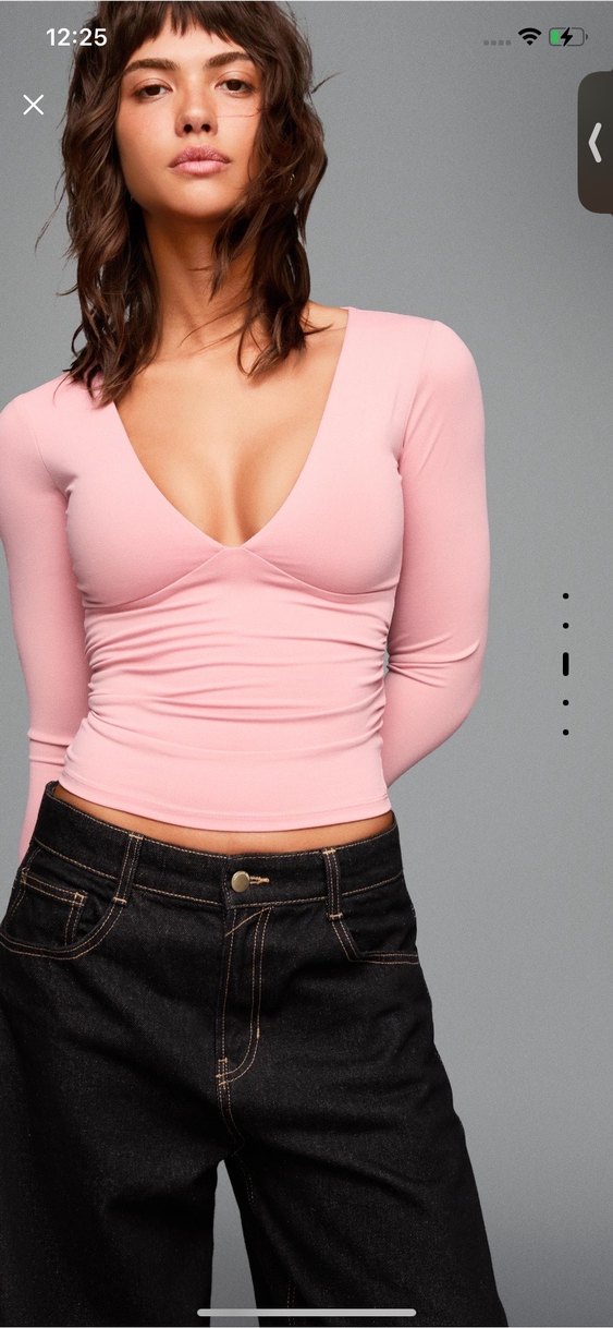 Büzgülü uzun kollu v yaka bluz - Görsel 3