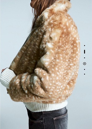 Leopar Desenli Suni Kürk Ceket - Görsel 2