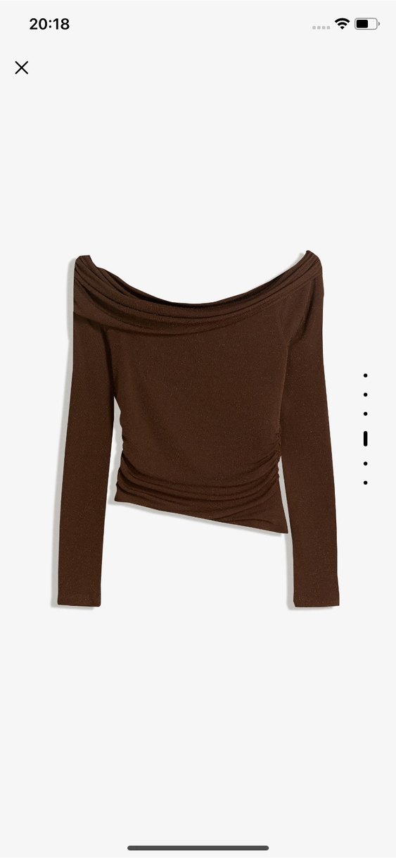 Kahverengi Simli Drapeli Uzun Kollu Bluz - Görsel 4