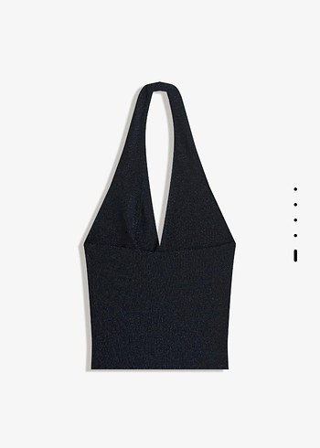 Parlak simli halter top - Görsel 5