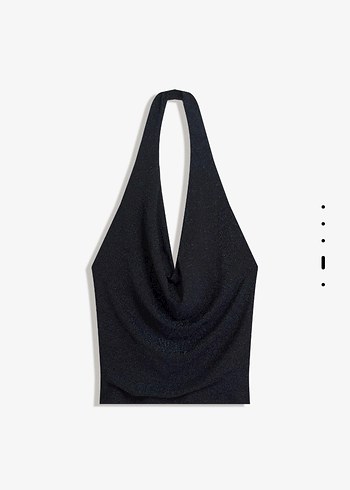 Parlak simli halter top - Görsel 4