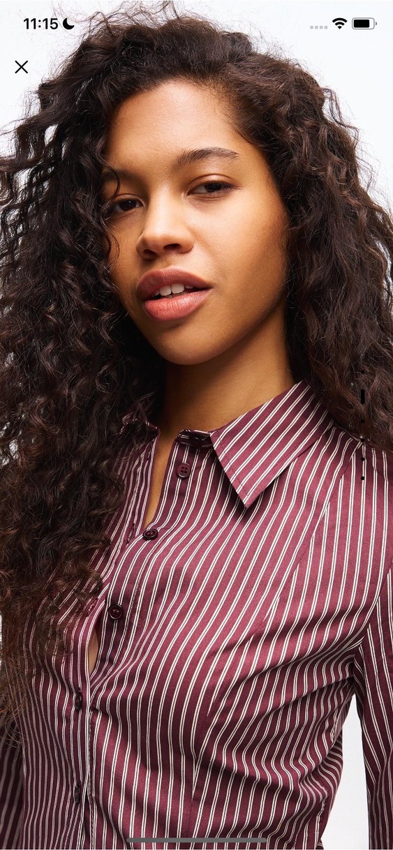 Bordo Çizgili Kadın Gömlek - Görsel 2