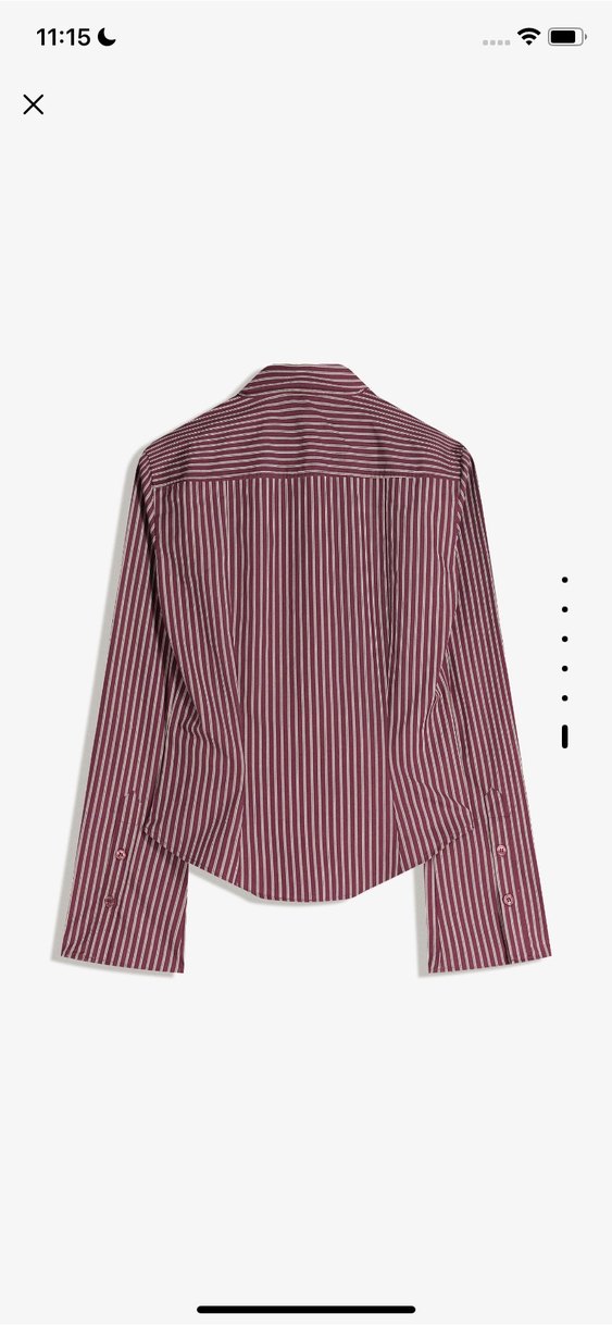 Bordo Çizgili Kadın Gömlek - Görsel 4