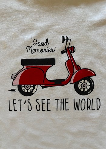 LC Waikiki Ekru Bisiklet Yaka Baskılı Tişört - Görsel 2