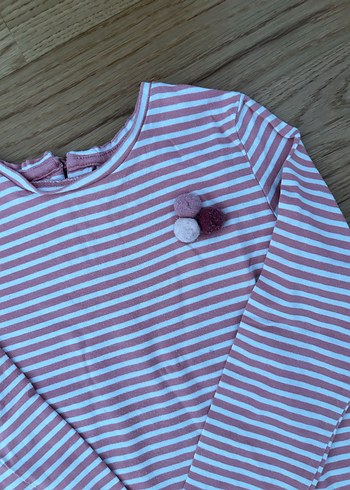 Zara Pembe/Beyaz Denizci Çizgili Tişört - Görsel 3