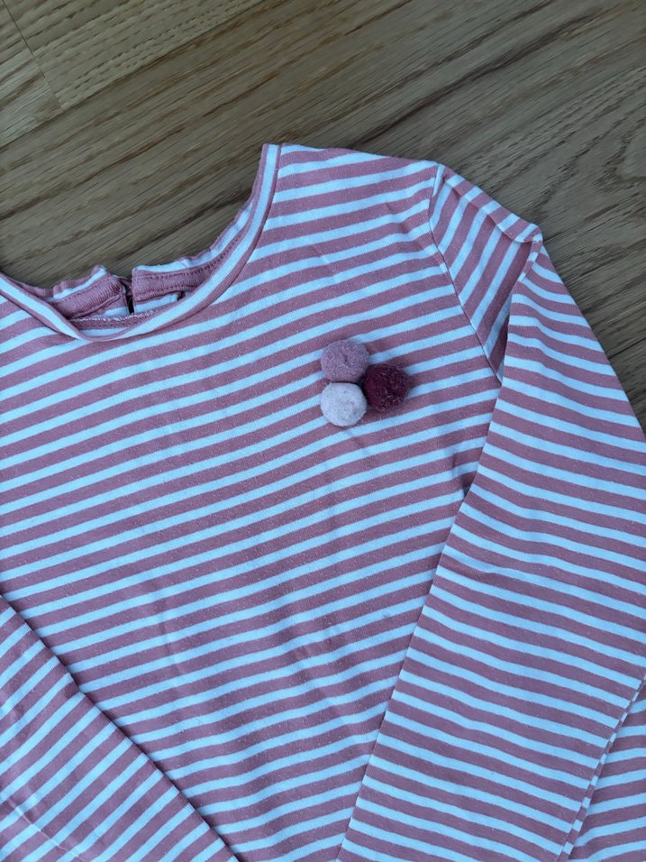 Zara Pembe/Beyaz Denizci Çizgili Tişört - Görsel 3