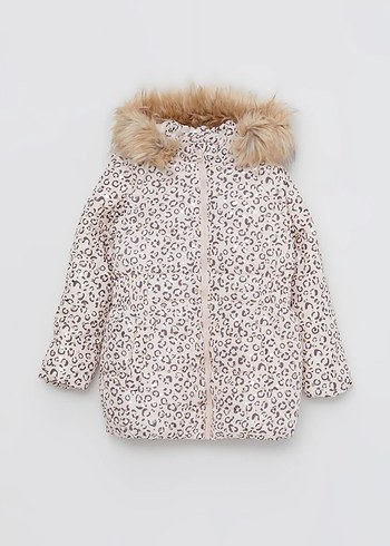 LCW Kids Leopard Baskılı Kapüşonlu Mont - Görsel 7