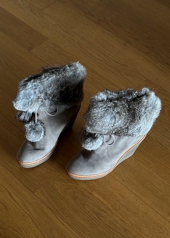 Ash Vizon Rengi Süet Dolgu Topuklu Bot 39 - Görsel 5