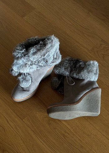 Ash Vizon Rengi Süet Dolgu Topuklu Bot 39 - Görsel 6