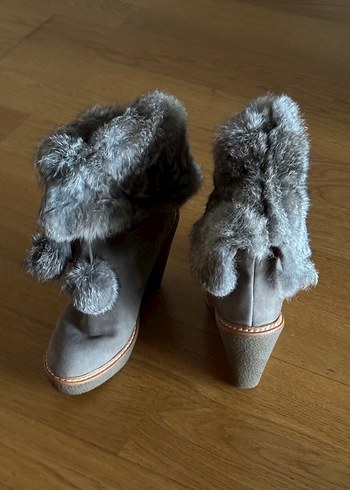 Ash Vizon Rengi Süet Dolgu Topuklu Bot 39 - Görsel 4