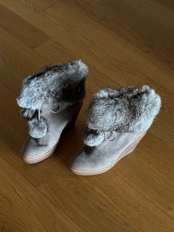 Ash Vizon Rengi Süet Dolgu Topuklu Bot 39 - Görsel 5