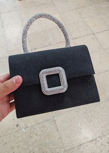 Siyah Süet Tokalı Kadın Clutch Çanta