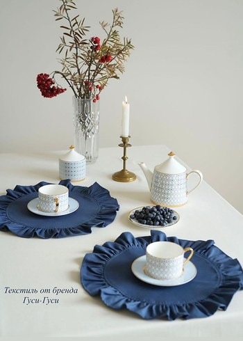 Koyu Mavi Nakışlı Modern Klasik Amerikan Servisi - Görsel 2