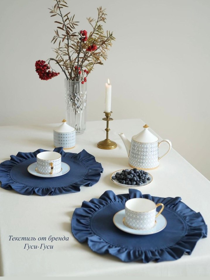 Koyu Mavi Nakışlı Modern Klasik Amerikan Servisi - Görsel 2