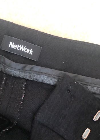 Network Siyah Düğmeli Kadın Kumaş Pantolon