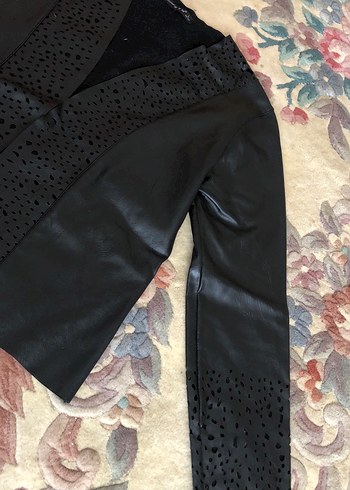 Koton Düğmeli Siyah Deri Gotik Ceket