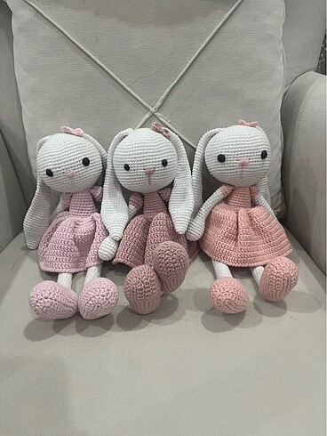  Beden Renk Amigurumi 3 Adet Tavşan