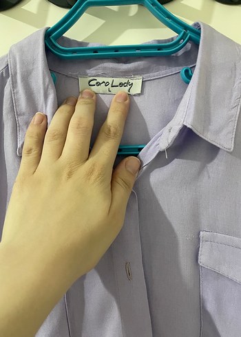 Nakışlı Mor Pamuklu Uzun Kollu Gömlek - Görsel 5