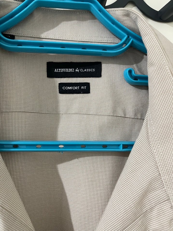 Bej Kısa Kollu Klasik Erkek Gömlek - Görsel 2